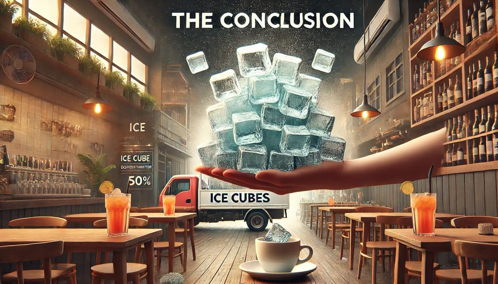 Ice cubes being delivered to a local cafe, representing the conclusion of a blog about the business potential of ice cubes in Indonesia